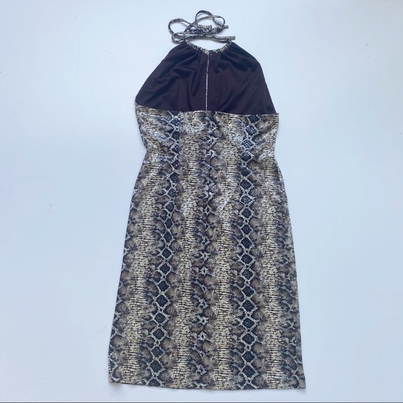 Vintage Janine Sequin Snakeskin Halter Dress - Picture 2 of 5